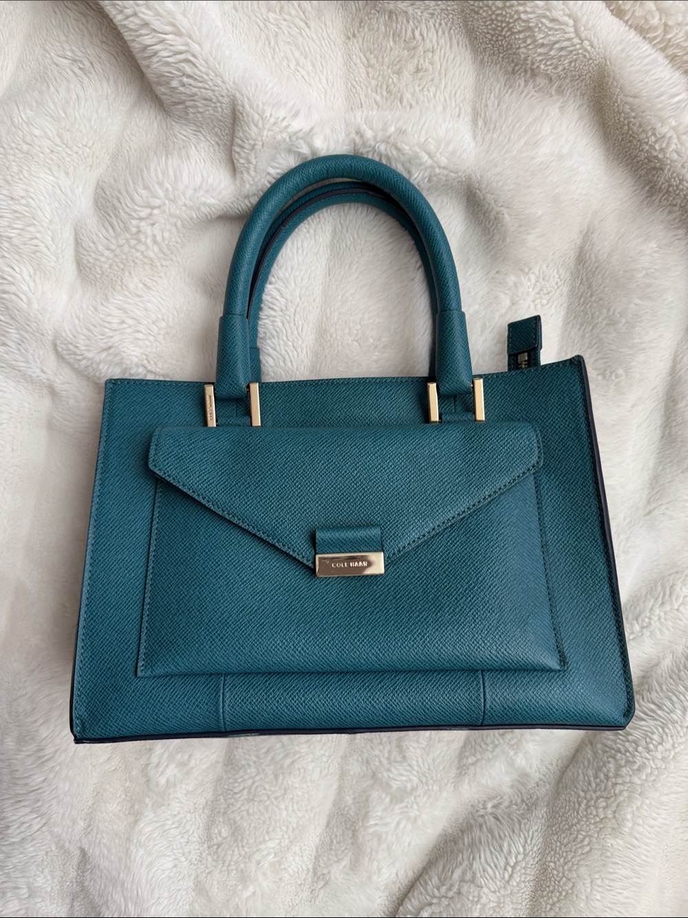 Teal Cole Haan Saffiano Leather Bag